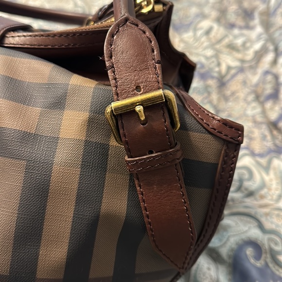 BURBERRY Nova Check Tote Bag PVC Leather Brown Black postmark authenticated - Picture 4 of 12